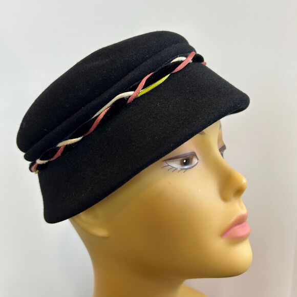 Vintage 50s Felted Wool Braided Ribbon Hat Made in ITALY - Picture 2 of 9